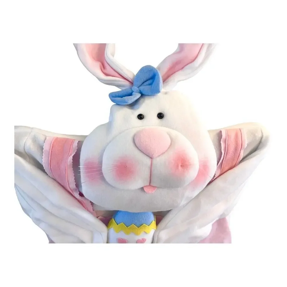 Easter Bunny Rabbit Chair Cover Decor 20” Plush Head Adjustable Ears Holiday New